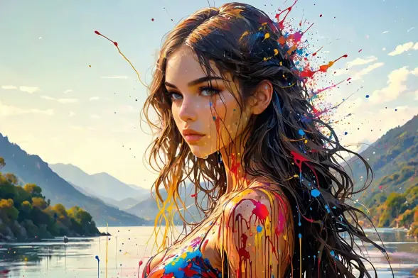 Prompt:  young woman, beautiful face, standing, great body, gorgeous figure, long legs, pretty eyes, long hair, learns Pike programming language, beautiful background, magnificent scenery, Tintoretto style, HD, sharp focus, stunningly beautiful, Dripping Paint Splatter Art, dramatic, paint drips, splatters, dripping paint

Negative prompt: verybadimagenegative, bad_prompt_version2-neg, easynegative, FastNegativeV2, ugly, deformed, noisy, blurry, low contrast, extra eyes, bad eyes, ugly eyes, imperfect eyes, deformed pupils, deformed iris, cross-eyed, poorly drawn face, bad face, fused face, ugly face, worst face, unrealistic skin texture, out of frame, poorly drawn hands, cloned face, double face, blurry, bad quality

Text model: silicon-masha

Image model: CHEYENNE