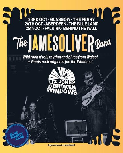 Tour poster for Broken Windows and James Oliver Band