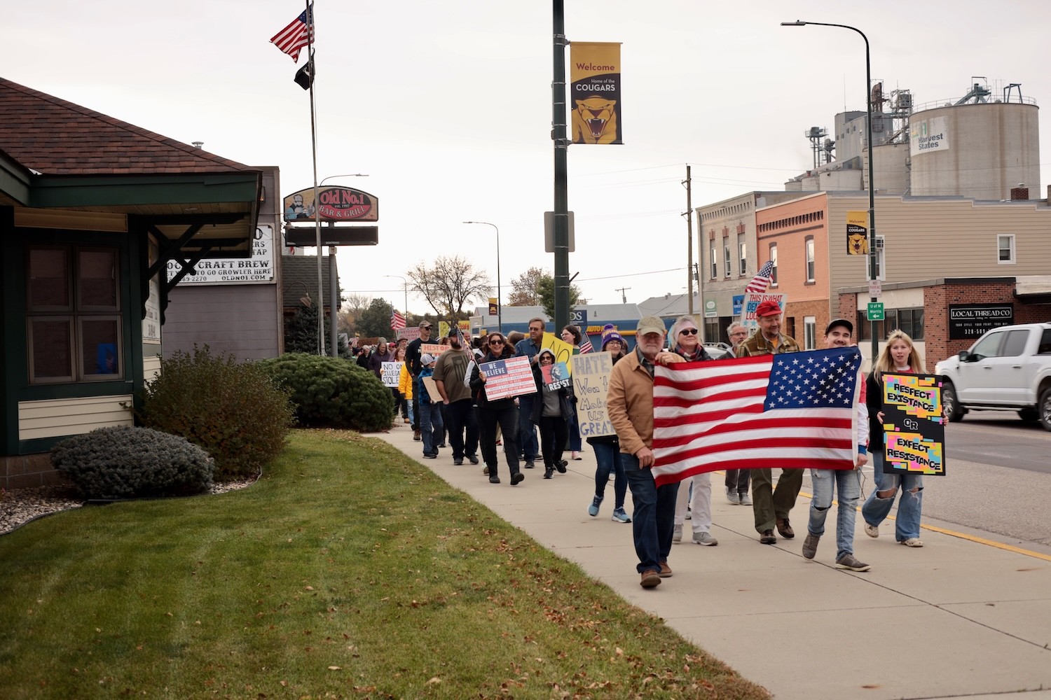 Morris, Minnesota No Kings protest march