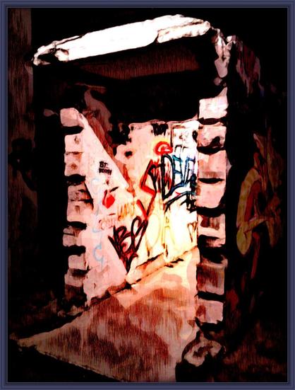 Stark mit Gimp bearbeitetes Foto aus dem Sockelgeschoss der Ruine des Ihmezentrums in Hannover-Linden.
