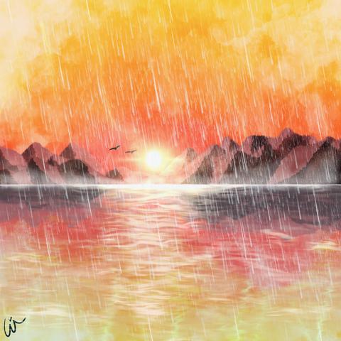 “Sunset Through The Rain” — A digital painting by Liv.