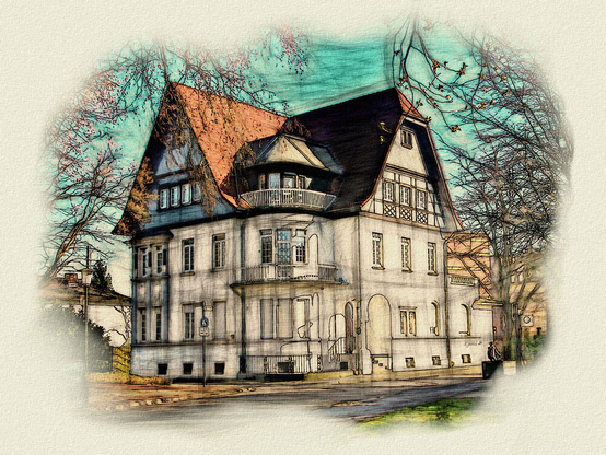Bearbeites Foto eines aalten Wohnauses, das nun aussieht wie eine Zeichnung.

Edited photograph of an old residential building, which now looks like a drawing.