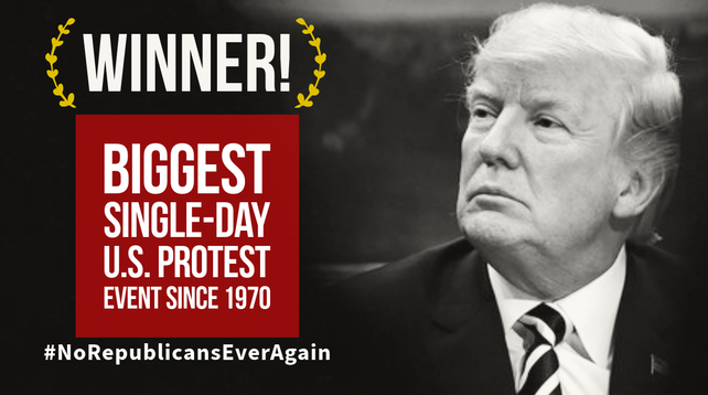 Winner!  Biggest single-day US protest event since 1970.