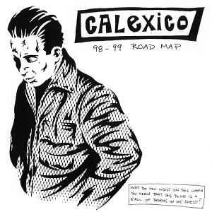 The cover of Calexico's 98-99 Road Map release. Stark, blank ink line drawing of a man in a jacket gazing downward.