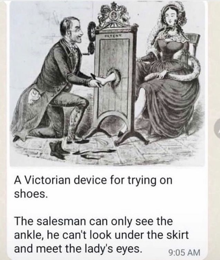 A Victorian device for trying on shoes.