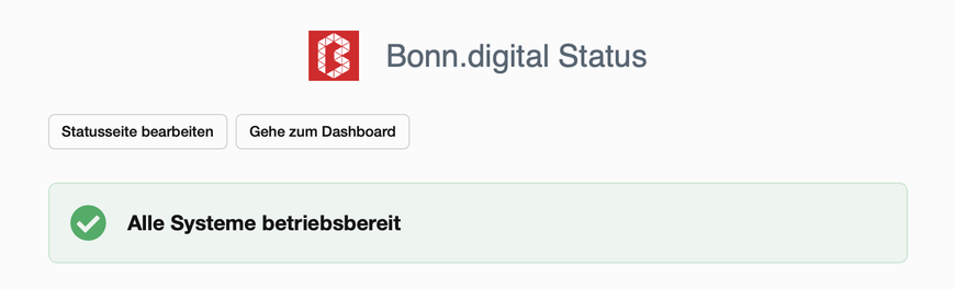 Bonn.digital Statusseite: Alle Systeme betriebsbereit.