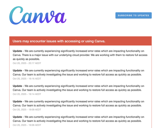 Canva ist down.