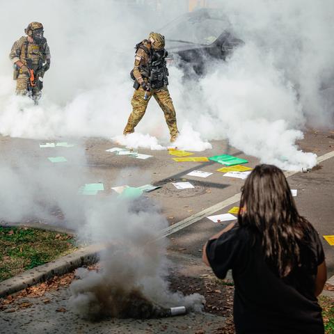 Federal agents used tear gas canisters to disperse people who had gathered last week on Chicago’s South Side.