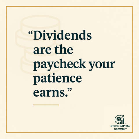 Minimalist text quote with faded coin stack behind, gold accent line under text