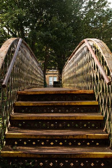 Stairs on footbridge