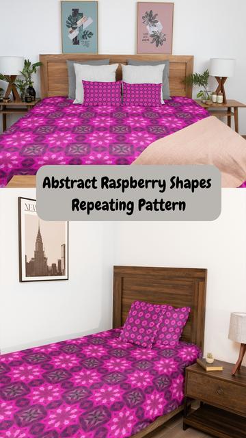 Slide from my latest You Tube Video presenting a Duvet Cover featuring the design Abstract Raspberry Shapes Repeating Pattern.

Mockups created in placeit.net for inspiration only with accurate design placement on product only mockups in my pixels.com store.
 
Click on the channel link https://catriona-roberts.pixels.com/
 in the bio for more Duvet Cover options.   

I combined all elements to create this video ( including AI Background Remover, layering, text and animation options) using the video editor in canva.com 

Accompanying music from You Tube library. 

Click links on main post to view the video.
