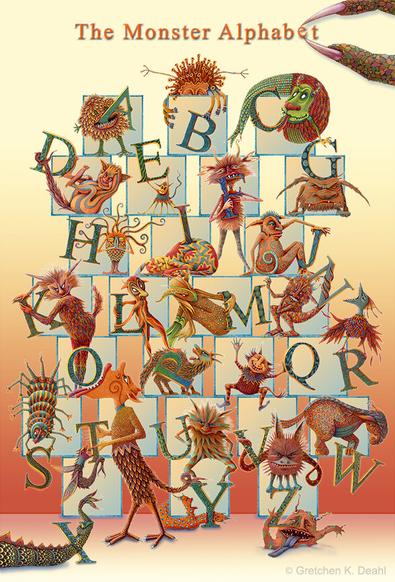 Guardian Monster Alphabet POSTER (warm color version)