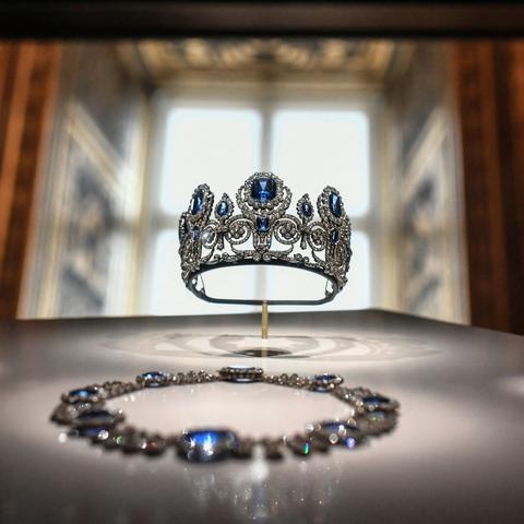 Pieces from a series of sapphire items, including a necklace and tiara, were stolen from the Louvre museum on Sunday.