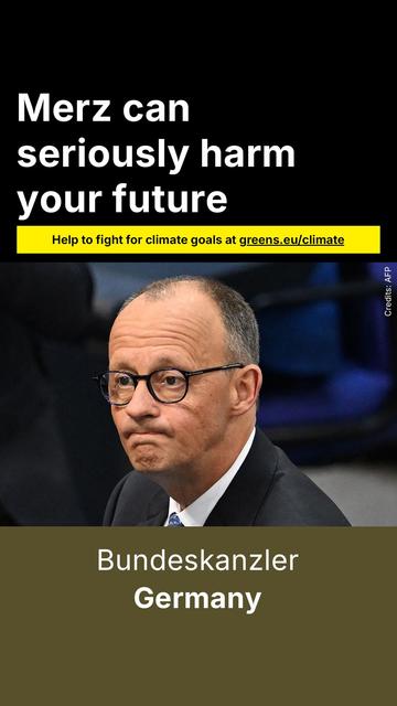Image of German Chancellor Friedrich Merz in the style of a warning on cigarette packs.
Headline: "Merz can seriously harm your future"
A campaign of Greens/EFA and Young European Greens (see Link)