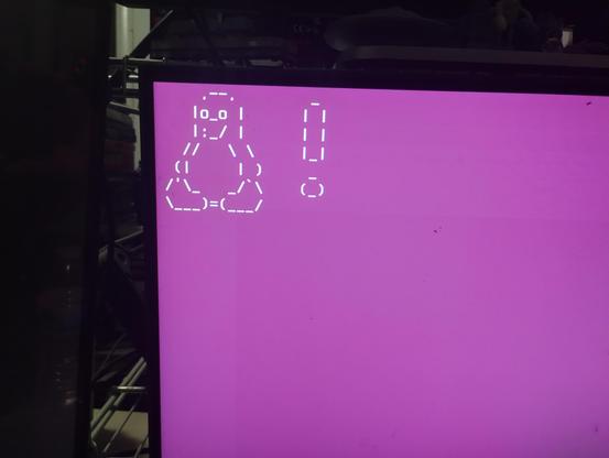 Tux displayed up in the corner of the Kernel Panic screen - kind of Pink/Purple screen of Death