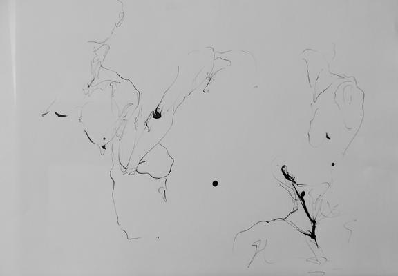 Quick drawing studies of a male art model posing naked