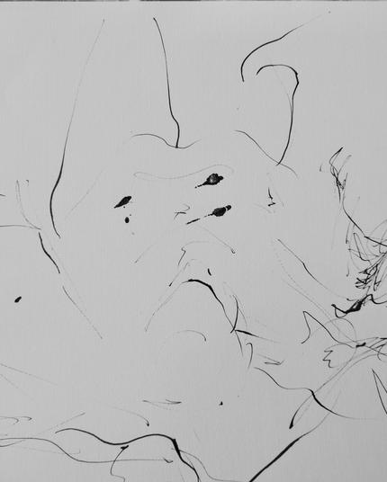 Quick drawing studies of a male art model posing naked