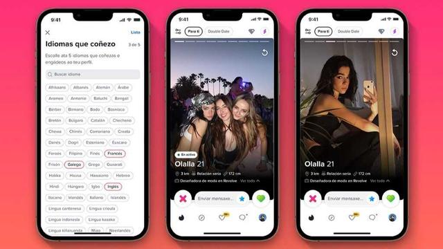 Detalle da apariencia de Tinder en galego. (Foto: Tinder)