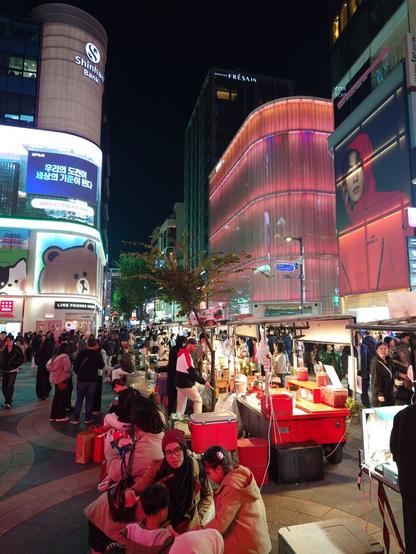 one of the many Myeongdong streets full of food stands