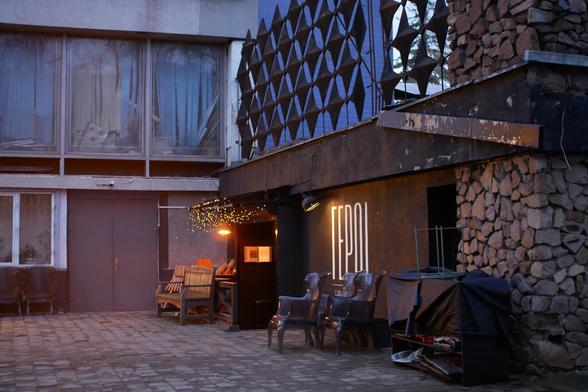 Entrance to Heroes bar, Minsk, Belarus