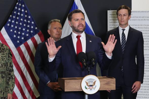 El vicepresidente de EE UU, JD Vance, este martes en el sur de Israel.