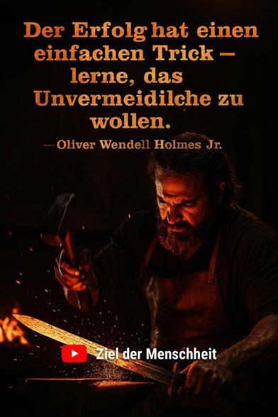Zitat:
„Der Erfolg hat einen einfachen Trick – lerne, das Unvermeidliche zu wollen.“
— Oliver Wendell Holmes Jr.