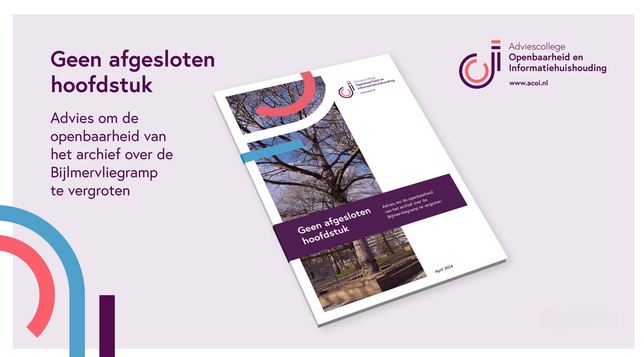 Afbeelding van het rapport Geen afgesloten hoofdstuk, advies om de openbaarheid van het archief over de Bijlmervliegramp te vergroten