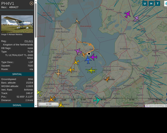 #PH4V1: Private (#TL Ultralight TL30, registration: PH-4V1)
Route: No route available
Min. distance: 0.8nm away @ 1550 ft
Heading: SW @ 0.0kts
Time: 11:29:28
 #ProbablyLanding #adsb #Venhuizen