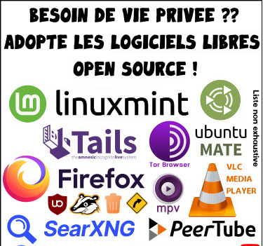 Partie haute du flyer Logiciels libres open source.