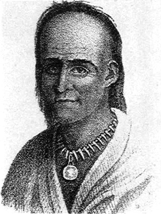 Lithograph of Little Turtle, reputedly based upon a lost portrait by Gilbert Stuart that was destroyed when the British burned Washington, D.C., in 1814. By Unknown author - lithograph reputedly based upon a lost portrait by Gilbert Stuart, destroyed when the British burned Washington DC in 1814., Public Domain, https://commons.wikimedia.org/w/index.php?curid=1627554