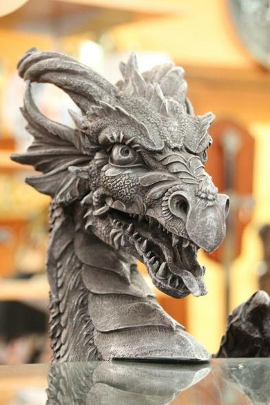 A statue of a fantasy dragon