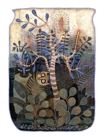 In a glass jar, two cat friends find a comfortable place to chill. One is a Siamese cat, the other a rather perplexed looking creature, who is maybe wondering how he got here.