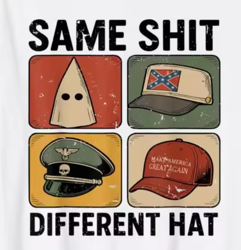 A white T-shirt showing four different