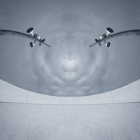 A polar view of two poles with speakers