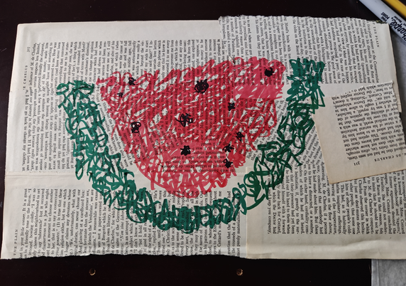 very scribbly watermelon I drew / بطيخ خربشة جدا