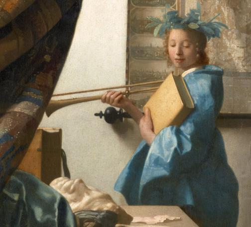 <p>At the height of his career, Johannes Vermeer&#8217;s paintings seem to have secured good prices, thanks to an affluent collector in Delft. They also appear to have been a significant influence on others, including Gabriël Metsu.</p>
<figure class="wp-caption alignnone" id="attachment_34734" style="width: 1069px;"><a href="https://eclecticlight.co/wp-content/uploads/2018/06/vermeerconcert.jpg"><img alt="vermeerconcert" class="size-full wp-image-34734" src="https://eclecticlight.co/wp-content/uploads/2018/06/vermeerconcert.jpg?w=940" /></a><figcaption class="wp-caption-text" id="caption-attachment-34734">Johannes Vermeer (1632–1675), The Concert (c 1663-66), oil on canvas, 72.5 x 64.7 cm, location not known (stolen from Isabella Stewart Gardner Museum, Boston, MA, on 18 March 1990). Wikimedia Commons.</figcaption></figure>
<p>Music features in several of Vermeer&#8217;s paintings, in <em>The Concert</em> (c 1663-66) more particularly than any other. Two ladies are making music, one playing a decorated harpsichord (or similar), the other singing. In the left foreground is a cello resting on its back. Tragically, on 18 March 1990 this and a dozen other works were stolen from the Isabella Stewart Gardner Museum in Boston, MA, and it remains unrecovered.</p>
<figure class="wp-caption alignnone" id="attachment_45813" style="width: 1106px;"><a href="https://eclecticlight.co/wp-content/uploads/2019/10/vermeergirlpearlearring.jpg"><img alt="vermeergirlpearlearring" class="size-full