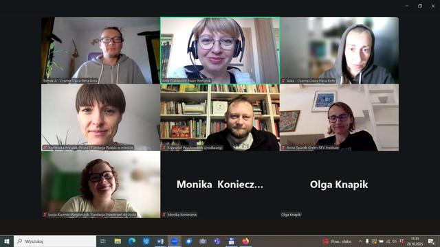 Na zdjęciu screen spotkania online zespołu Ochrona Środowiska/Klimat przy inicjatywie Nasz Rzecznik