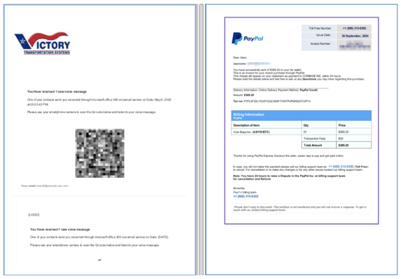 Example PDF lures used by threat actors impersonating various brands.