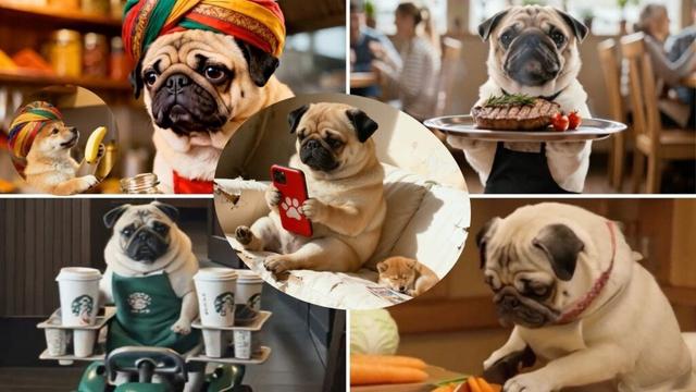 【可愛いすぎ注意】　働くパグ｜バイト4本まとめ