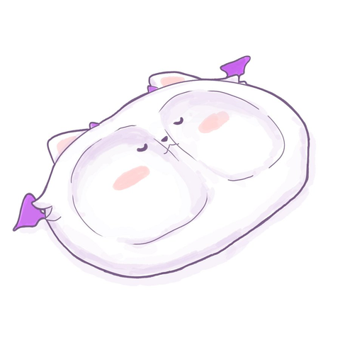 Fanart of the Pero-kun chair cushion happily flattened after being sat on
