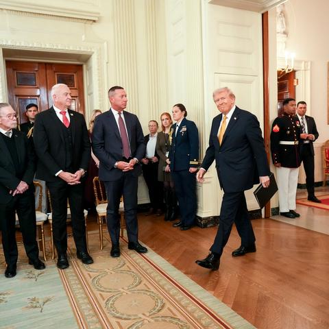 President Trump in the state dining room of the White House on Thursday.