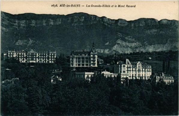 Aix-les-Bains - Les Grands-Hotels et le Mont Revard à #AixlesBains (#Savoie)  #CartePostaleAncienne 👉 https://cartorum.fr/carte-postale/183061/aix-les-bains-aix-les-bains-les-grands-hotels-et-le-mont-revard