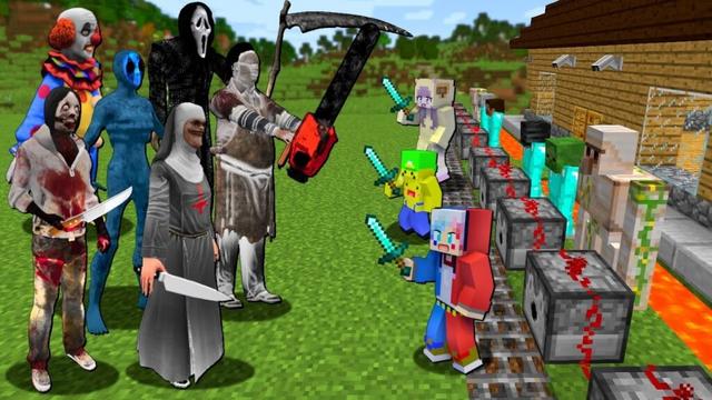 大量の殺人鬼 vs 最強セキュリティハウス😱【マイクラ マインクラフト】ぽっぴんず