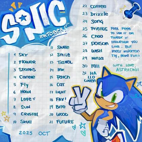 prompt of Sonic inktober 2025