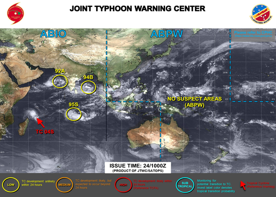 ABPW10 PGTW 240600
MSGID/GENADMIN/JOINT TYPHOON WRNCEN PEARL HARBOR HI//
SUBJ/SIGNIFICANT TROPICAL WEATHER ADVISORY FOR THE WESTERN AND SOUTH 
PACIFIC OCEANS/240600Z-250600ZOCT2025//
RMKS/
1. WESTERN NORTH PACIFIC AREA (180 TO MALAY PENINSULA):
   A. TROPICAL CYCLONE SUMMARY: NONE.
   B. TROPICAL DISTURBANCE SUMMARY: NONE.
   C. SUBTROPICAL SYSTEM SUMMARY: NONE.
2. SOUTH PACIFIC AREA (WEST COAST OF SOUTH AMERICA TO 135 EAST):
   A. TROPICAL CYCLONE SUMMARY: NONE.
   B. TROPICAL DISTURBANCE SUMMARY: NONE.
   C. SUBTROPICAL SYSTEM SUMMARY: NONE.//
NNNN