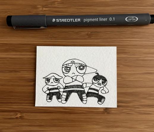 A drawing of the Rowdy Ruff Boys from the Powerpuff Girls cartoon show.