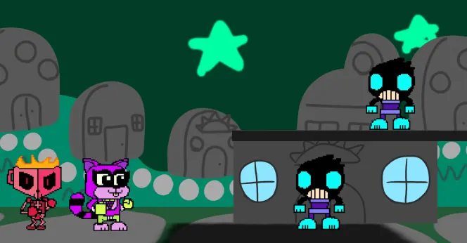 Our heroes in Graveyard Town