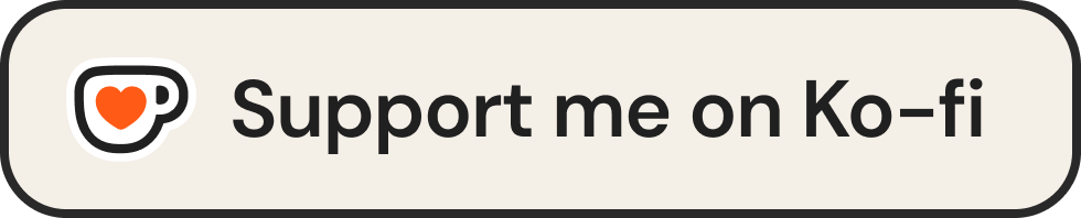 Ko-Fi logo on beige background that reads Support me on Ko-Fi