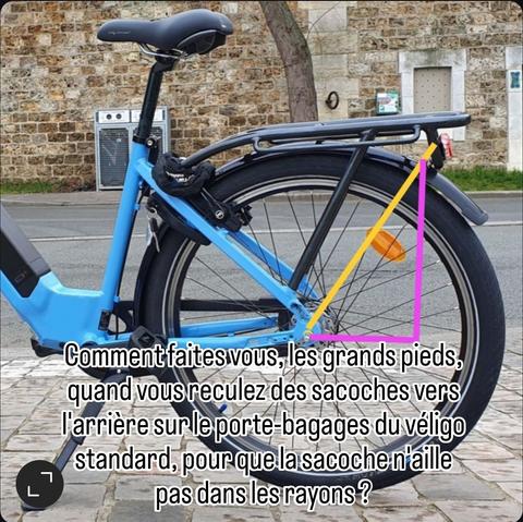 Un Véligo, son porte bagage imaginaire, qui coupe au plus court