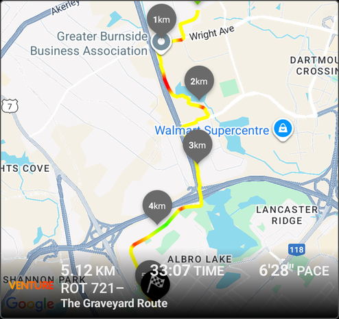 A map of a run through Dartmouth.